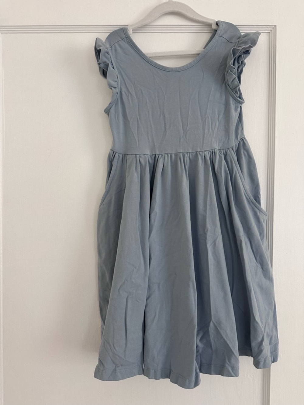 Hanna Andersson Soft Blue Ruffle Sleeve Knit Dress